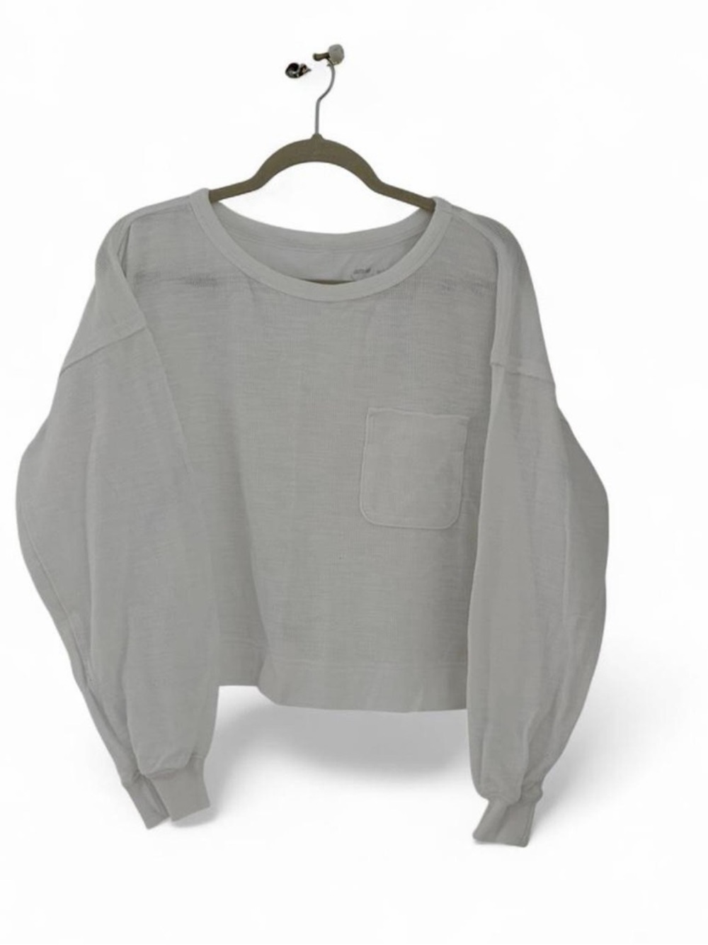 Women's White Long-Sleeve Cropped Sweatshirt